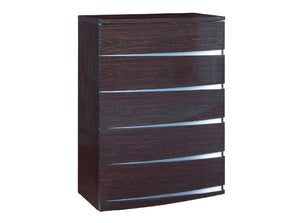 Homeroots 32" Exquisite Wenge High Gloss Chest Wenge  329628