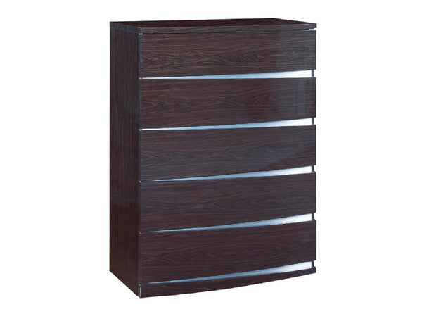 Homeroots 32" Exquisite Wenge High Gloss Chest Wenge  329628