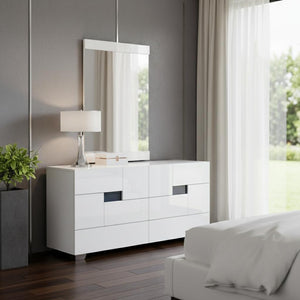 HomeRoots 30" Modern High Gloss Dresser with Ample Storage and Sleek Design for Contemporary Living Spaces White 329640
