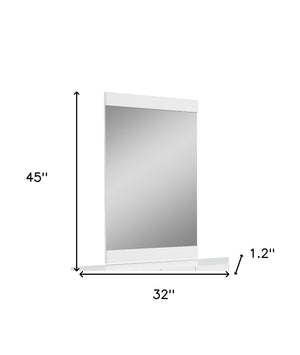 HomeRoots 45" High Gloss White Mirror - Modern Rectangular Design for Bedrooms, Hallways & Bathrooms Decor 329641