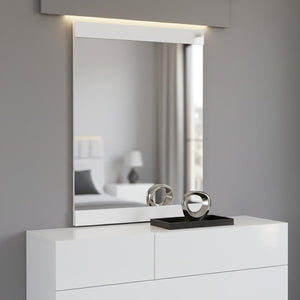 HomeRoots 45" High Gloss White Mirror - Modern Rectangular Design for Bedrooms, Hallways & Bathrooms Decor 329641