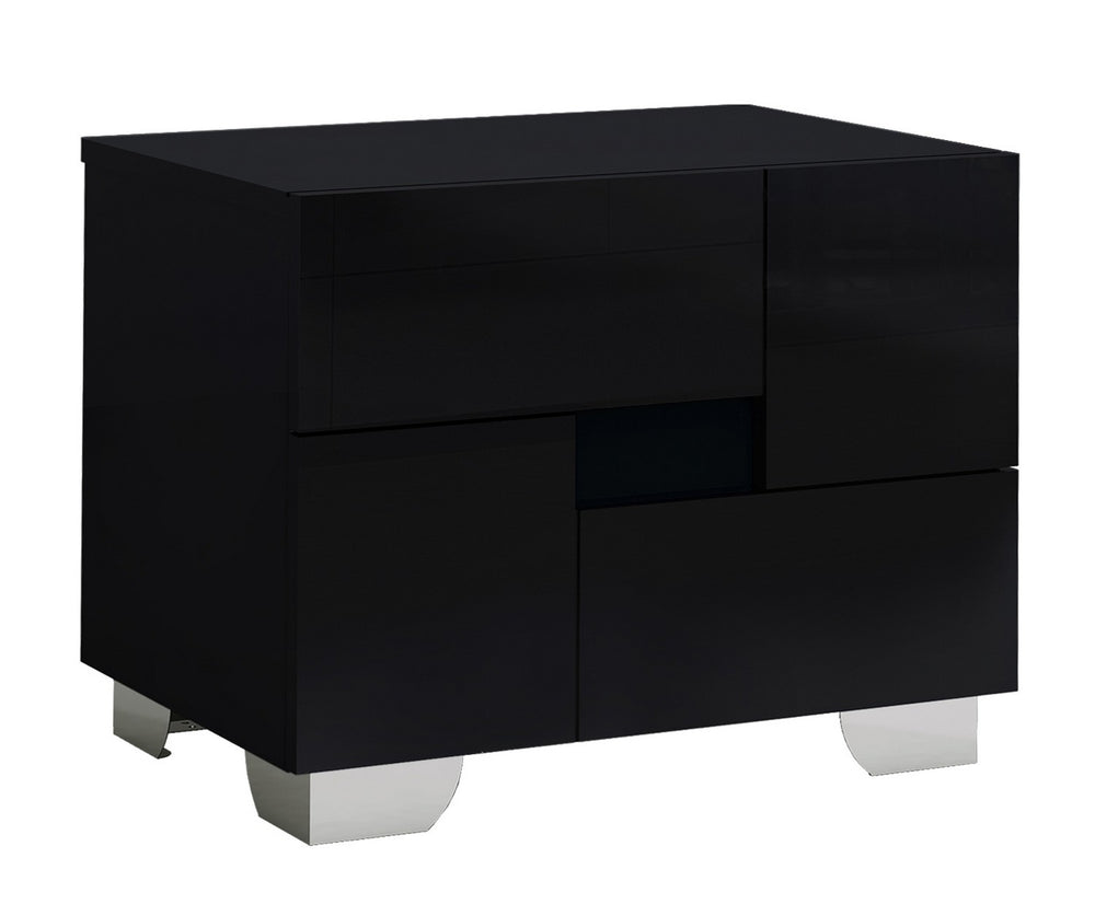 Homeroots 18" Black Two Drawers Metal Mirrored Nightstand Black  329643