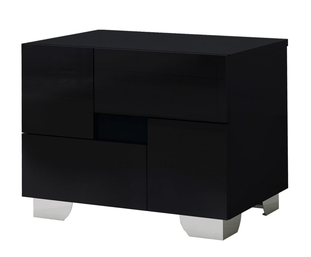 Homeroots 18" Black Two Drawers Metal Mirrored Nightstand Black  329643