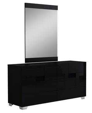 Homeroots 30" Superb Black High Gloss Dresser Black Solid Wood 329644