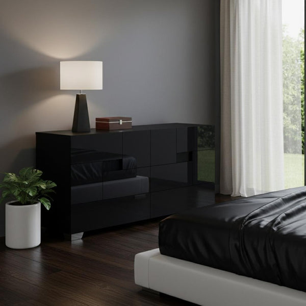 HomeRoots 30" Superb High Gloss Dresser – Modern Elegance with Ample Storage for a Stylish, Organized Space Black 329644