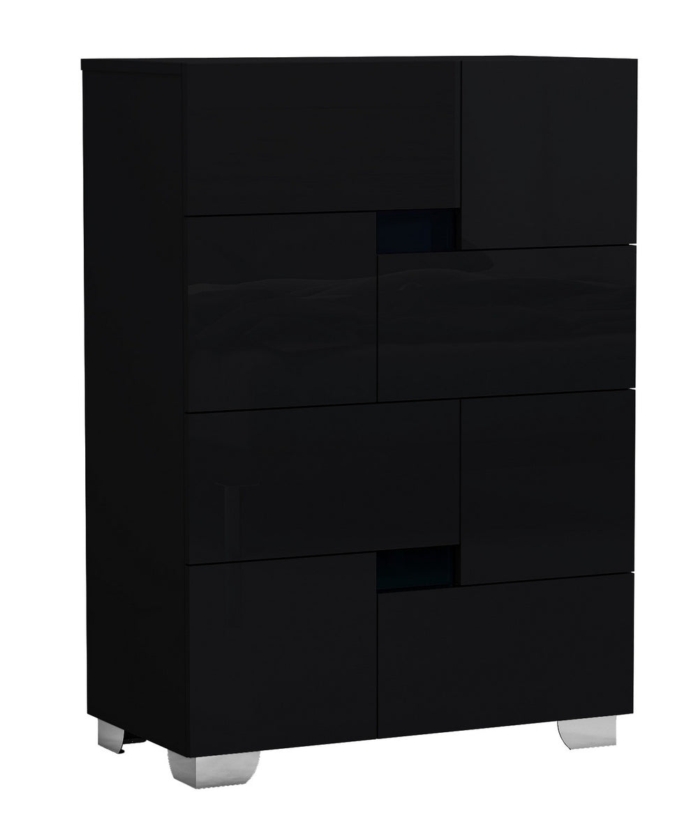 Homeroots 44" Superb Black High Gloss Chest Black  329646