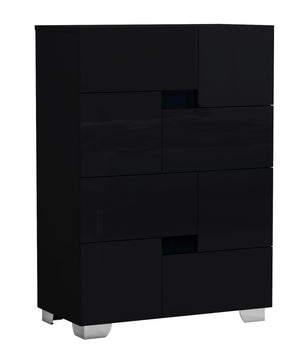 Homeroots 44" Superb Black High Gloss Chest Black  329646