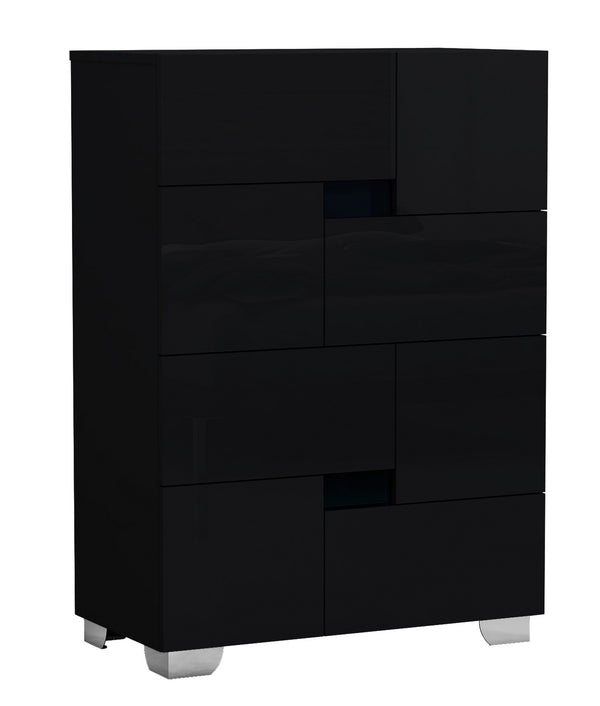 Homeroots 44" Superb Black High Gloss Chest Black  329646