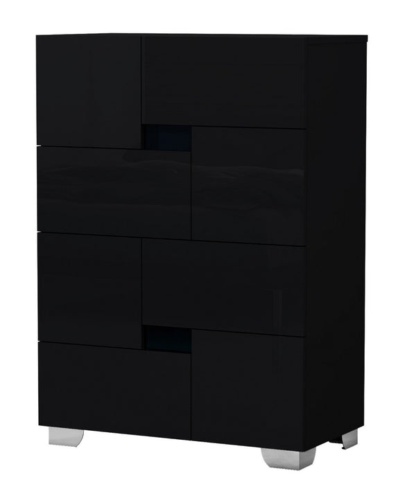 HomeRoots 30" Superb High Gloss Dresser – Modern Elegance with Ample Storage for a Stylish, Organized Space Black 329646