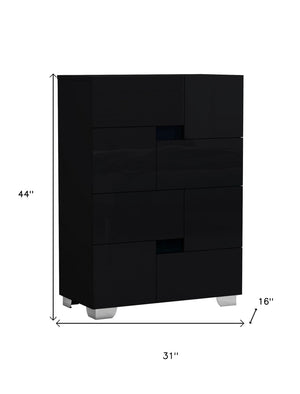 HomeRoots 30" Superb High Gloss Dresser – Modern Elegance with Ample Storage for a Stylish, Organized Space Black 329646