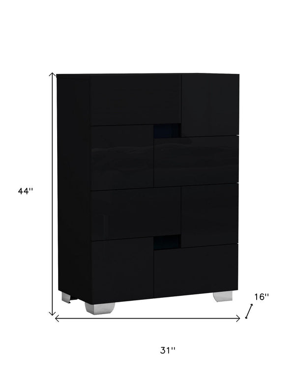 HomeRoots 30" Superb High Gloss Dresser – Modern Elegance with Ample Storage for a Stylish, Organized Space Black 329646