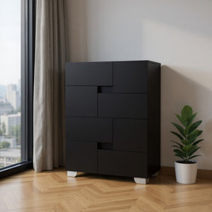 HomeRoots 30" Superb High Gloss Dresser – Modern Elegance with Ample Storage for a Stylish, Organized Space Black 329646