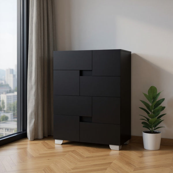 HomeRoots 30" Superb High Gloss Dresser – Modern Elegance with Ample Storage for a Stylish, Organized Space Black 329646