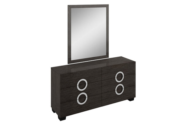 Homeroots 31" Refined Grey High Gloss Dresser Grey Solid Wood 329649