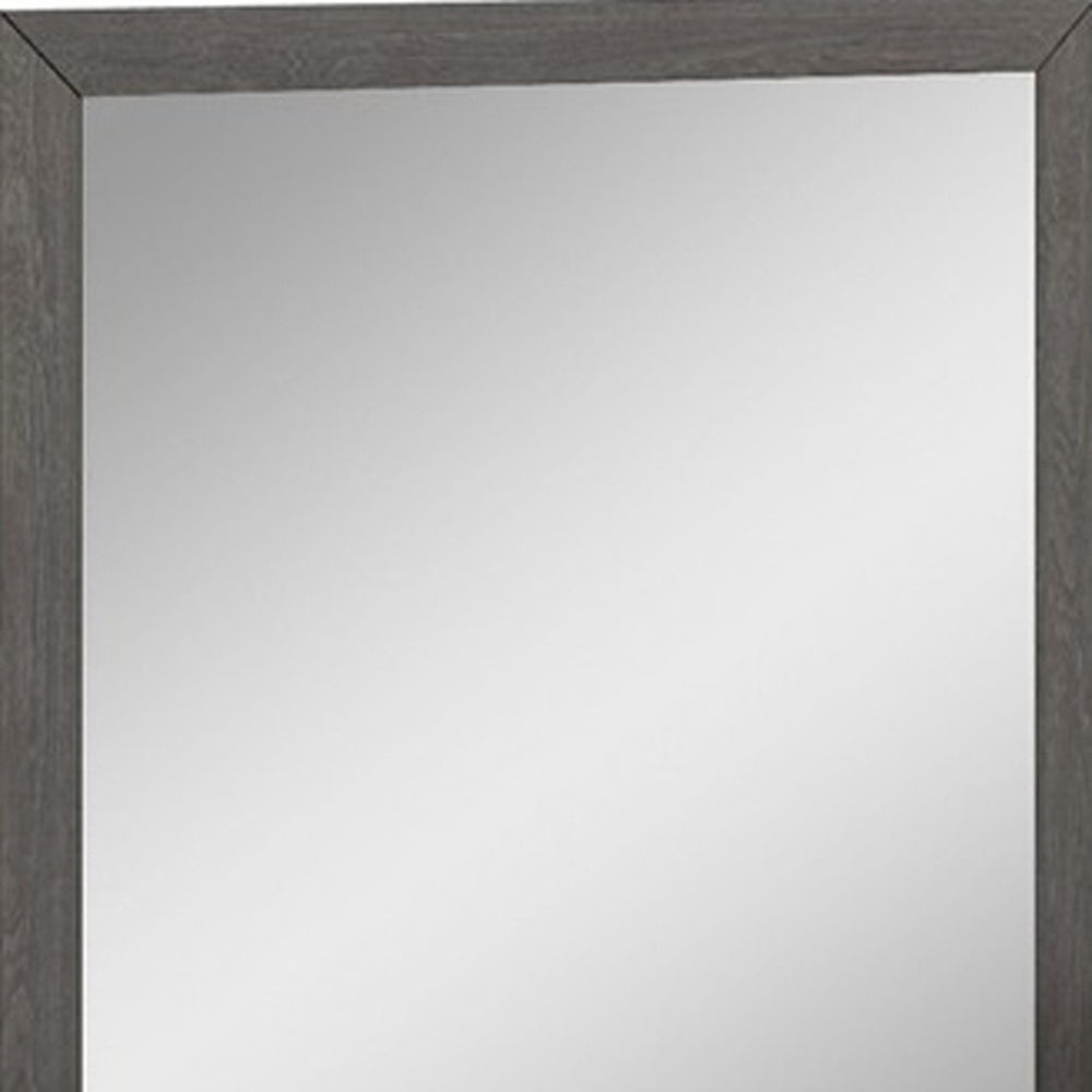 HomeRoots 43" High Gloss Grey Framed Mirror - Sleek Modern Design for Bedrooms, Hallways & Living Spaces 329650