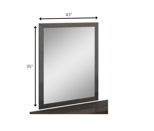 Homeroots 43" Refined Grey High Gloss Mirror Grey Mdf 329650