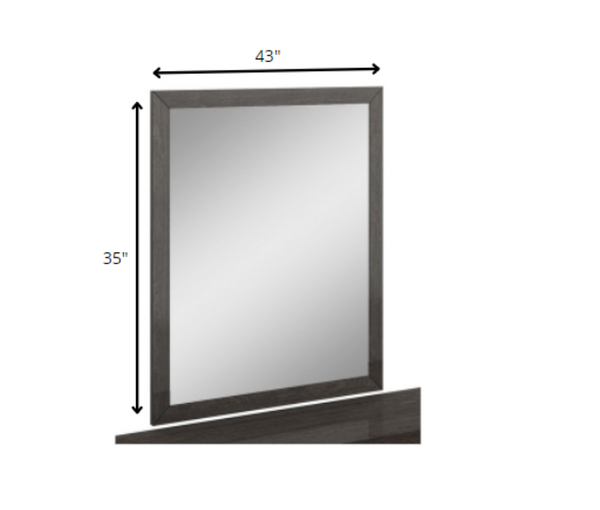 Homeroots 43" Refined Grey High Gloss Mirror Grey Mdf 329650