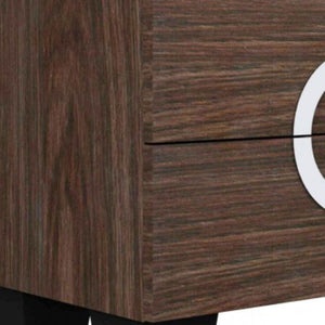 HomeRoots 18" Brown Mirrored Nightstand with Two Drawers - Contemporary Style, Durable Design for Any Space 329652