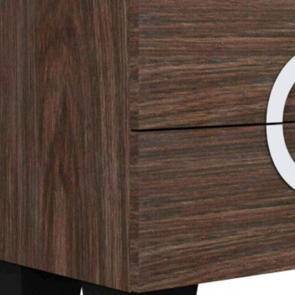 HomeRoots 18" Brown Mirrored Nightstand with Two Drawers - Contemporary Style, Durable Design for Any Space 329652