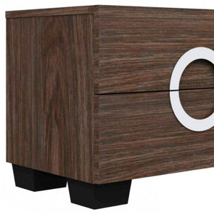 HomeRoots 18" Brown Mirrored Nightstand with Two Drawers - Contemporary Style, Durable Design for Any Space 329652