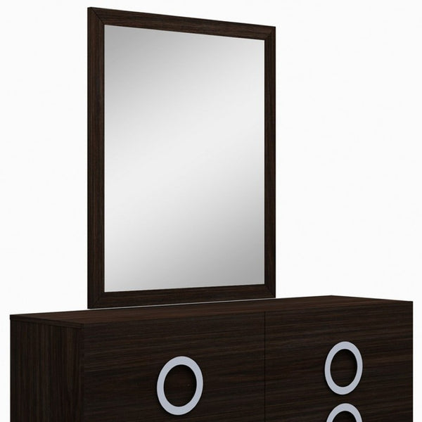 HomeRoots 31" Modern High-Gloss Wenge Dresser with Spacious Drawers for Organized Stylish Storage Solutions Brown 329654
