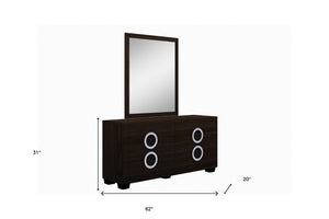 HomeRoots 31" Modern High-Gloss Wenge Dresser with Spacious Drawers for Organized Stylish Storage Solutions Brown 329654