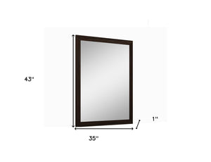 Homeroots 43" Dark Brown Framed Dresser Mirror Wenge Mdf 329655