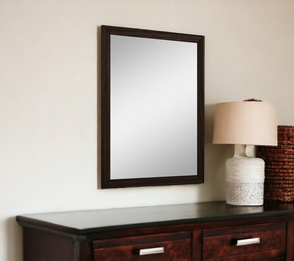 Homeroots 43" Dark Brown Framed Dresser Mirror Wenge Mdf 329655