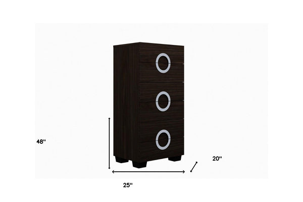 HomeRoots 25" Modern Brown Six Drawer Chest - Stylish Storage Solution for Compact Spaces & Organized Living 329656