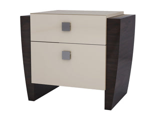 Homeroots 22" Beige And Dark Brown Two Drawer Wood Mirrored Nightstand With Storage   329657
