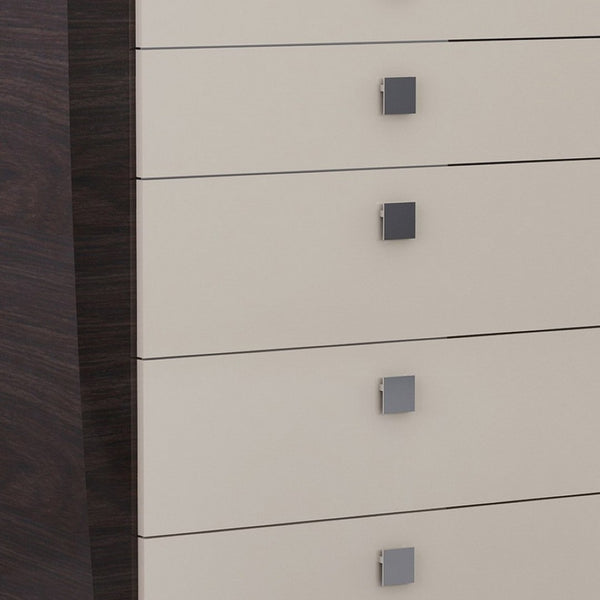 HomeRoots 22" Elegant Beige and Dark Brown Mirrored Nightstand with Two Drawers for Stylish Storage Solutions 5 329661