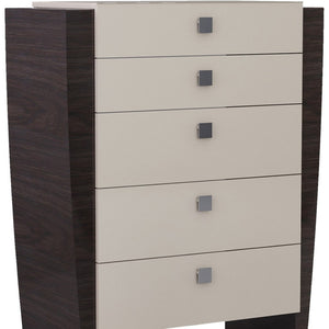 HomeRoots 22" Elegant Beige and Dark Brown Mirrored Nightstand with Two Drawers for Stylish Storage Solutions 5 329661