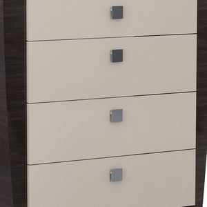 HomeRoots 22" Elegant Beige and Dark Brown Mirrored Nightstand with Two Drawers for Stylish Storage Solutions 5 329661