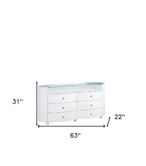 Homeroots 31" Sophisticated White High Gloss Dresser  Solid Wood 329664