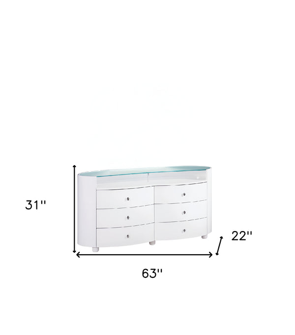 Homeroots 31" Sophisticated White High Gloss Dresser  Solid Wood 329664