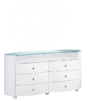 Homeroots 31" Sophisticated White High Gloss Dresser  Solid Wood 329664