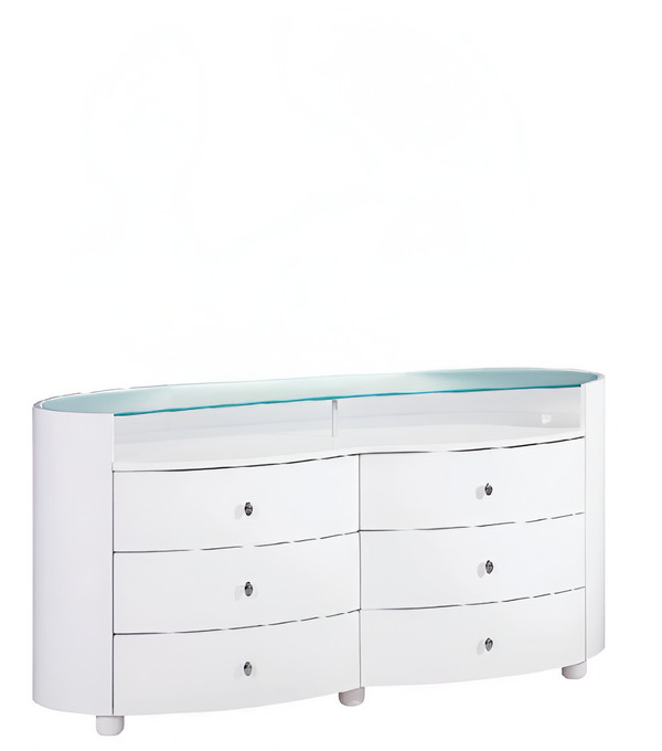 Homeroots 31" Sophisticated White High Gloss Dresser  Solid Wood 329664