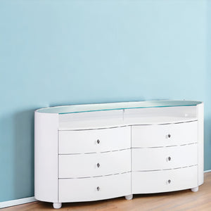 Homeroots 31" Sophisticated White High Gloss Dresser  Solid Wood 329664