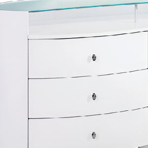 Homeroots 31" Sophisticated White High Gloss Dresser  Solid Wood 329664