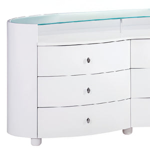 Homeroots 31" Sophisticated White High Gloss Dresser  Solid Wood 329664