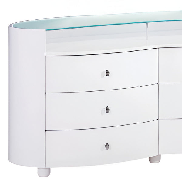Homeroots 31" Sophisticated White High Gloss Dresser  Solid Wood 329664