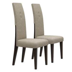 Homeroots Set Of Two Brown And Espresso Upholstered Microfiber Dining Side Chairs  Wood 329672