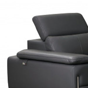 HomeRoots Three Piece Indoor Seating Set - Dark Gray Italian Leather for 6, Modern Design & Ultimate Comfort 329677