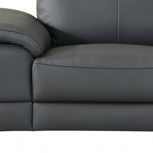 HomeRoots 87" Gray and Silver Faux Leather Club Chair – Stylish, Plush Seating for Modern Living Spaces Dark Gray 329678