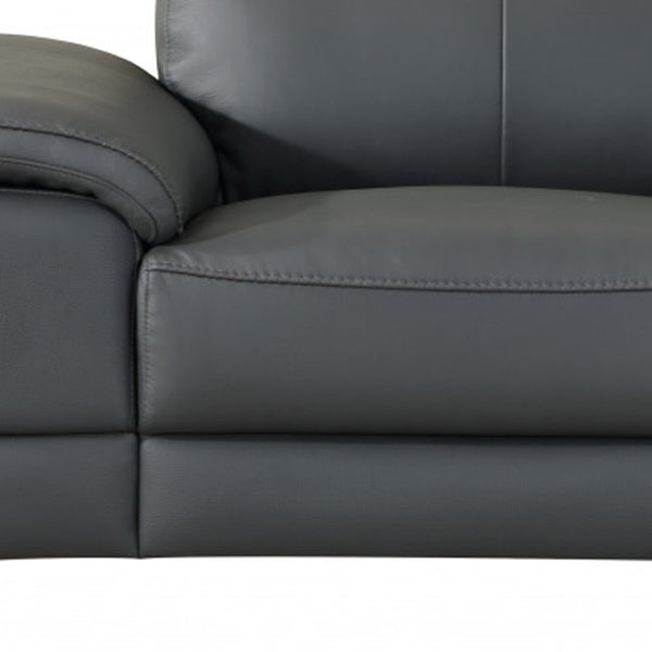 HomeRoots 87" Gray and Silver Faux Leather Club Chair – Stylish, Plush Seating for Modern Living Spaces Dark Gray 329678