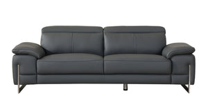 Homeroots 87" Dark Gray Italian Leather Sofa With Silver Legs Dark Grey  329680