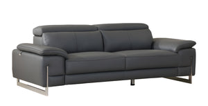 Homeroots 87" Dark Gray Italian Leather Sofa With Silver Legs Dark Grey  329680