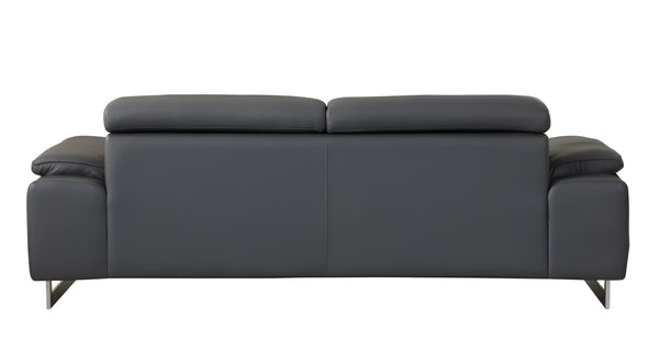Homeroots 87" Dark Gray Italian Leather Sofa With Silver Legs Dark Grey  329680