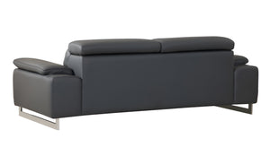 Homeroots 87" Dark Gray Italian Leather Sofa With Silver Legs Dark Grey  329680