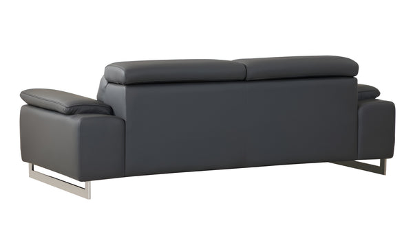 Homeroots 87" Dark Gray Italian Leather Sofa With Silver Legs Dark Grey  329680